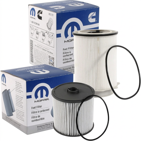 Mopar fuel filter set with retail boxes on white
