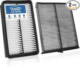 Engine and cabin air filter kit with white and gray pleated filters in black frames