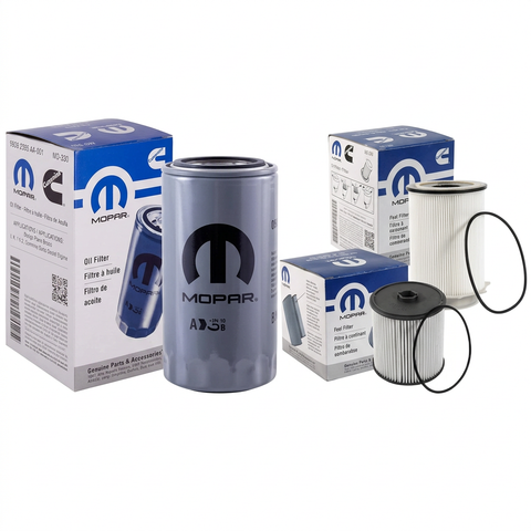 Mopar diesel filter bundle with packaging on white