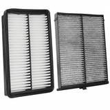 Mazda engine and cabin filter pair detail on white
